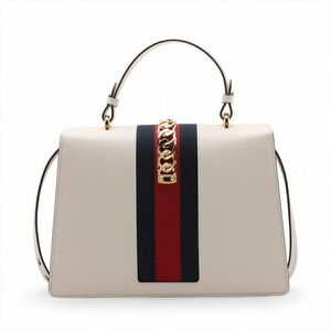 Gucci Leather Sylvie Beige Handbag